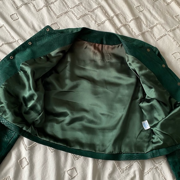vintage 80s forest green suede jacket - Picture 14 of 15